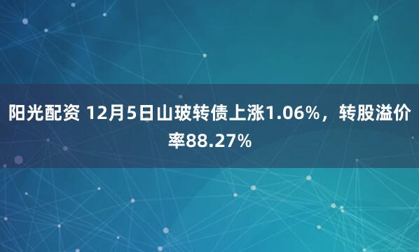 阳光配资 12月5日山玻转债上涨1.06%，转股溢价率88.27%