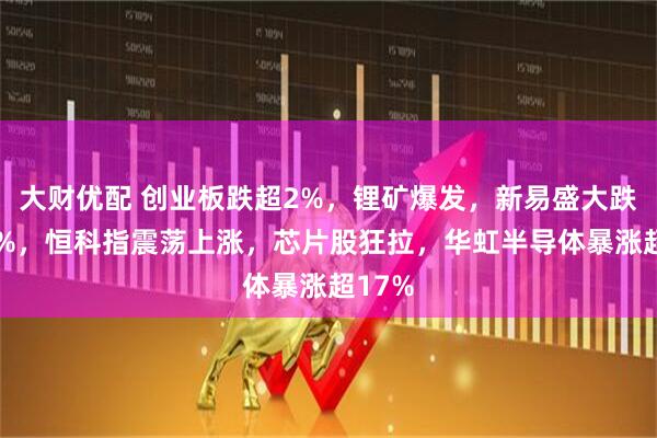大财优配 创业板跌超2%，锂矿爆发，新易盛大跌超10%，恒科指震荡上涨，芯片股狂拉，华虹半导体暴涨超17%